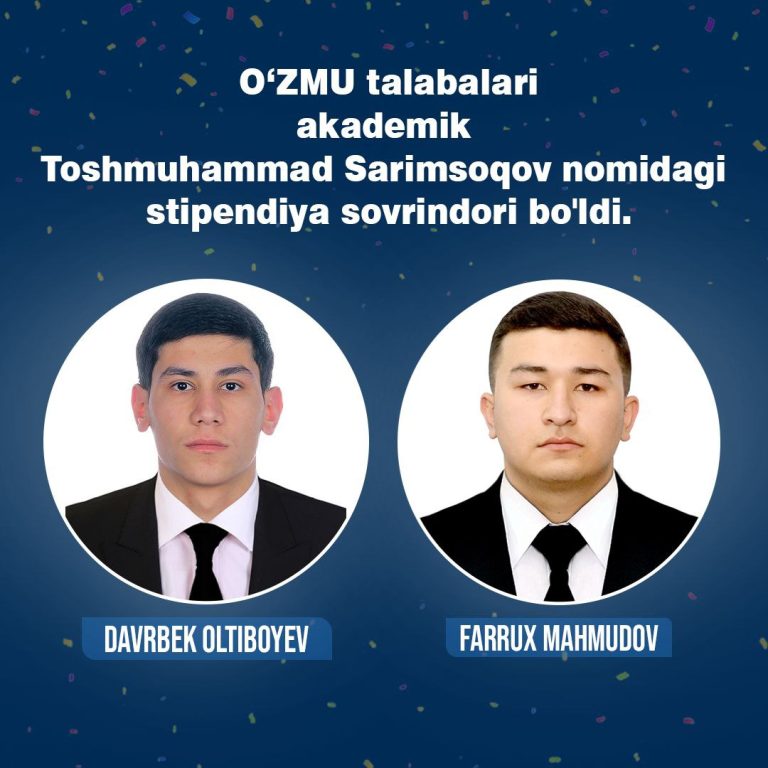 Two students of NUU are awarded scholarships named after Academician Tashmuhammad Sarimsakov